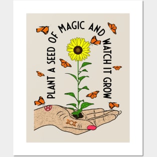 Sunflower Butterflies Witchy Magic Posters and Art